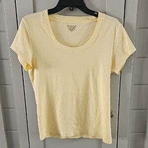 #200 Bay Studio Pima Cotton Light Yellow Short Sleeve Tee Sz Large Ptp 20